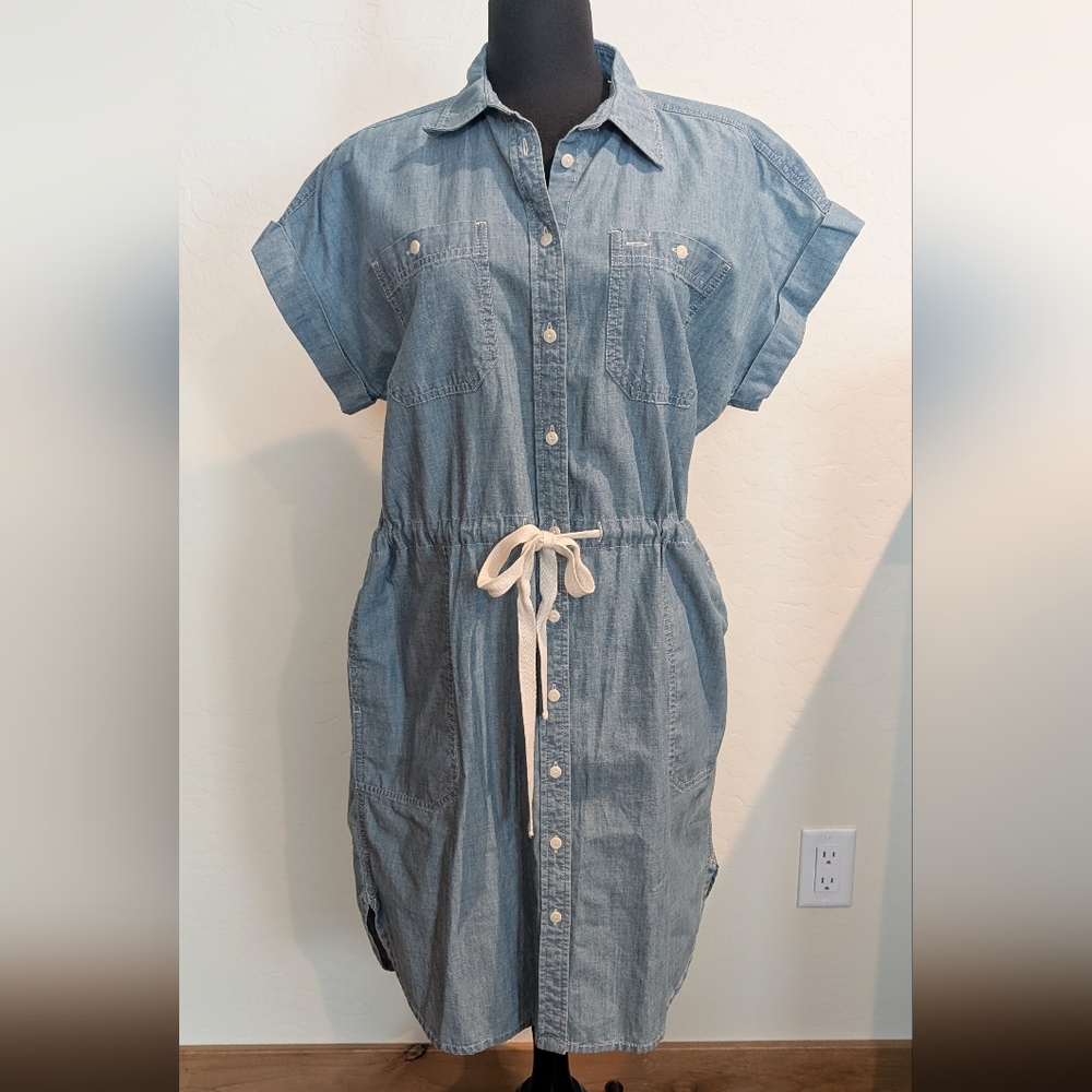 Lauren Ralph Lauren Black Label Soft Cotton Button Down Denim Shirt Dress Sz 10
